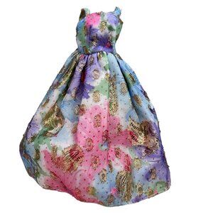 Lucky Bunny Fashion Doll Dress for Barbie Maxi Metallic Watercolor Gown